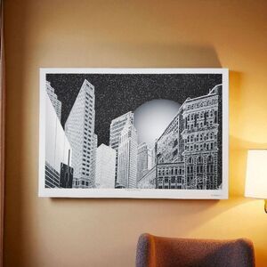 Shirley A. Jeane “Night in the City” Black & White Skyline Watercolor Print 2018